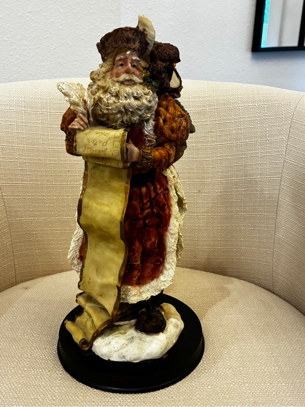 Decorative Santa Figurine in Red and White Coat
